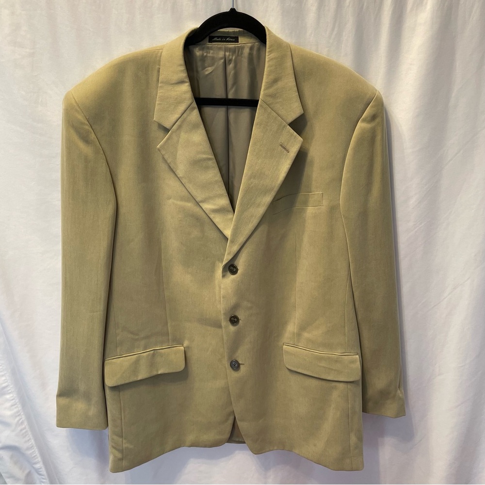 Alfani Mens Blazer Size 46L Jacket Sport‎ Coat Beige Tencel Performance Office